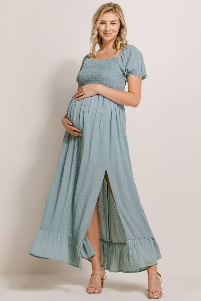 sage green maternity maxi dress Square Neck Puff Sleeve – Not Your Mom's Maternity black girls dress Reiss Round Neck Ribbed waisted maxi dress in Size:10 USA (MEX 27)