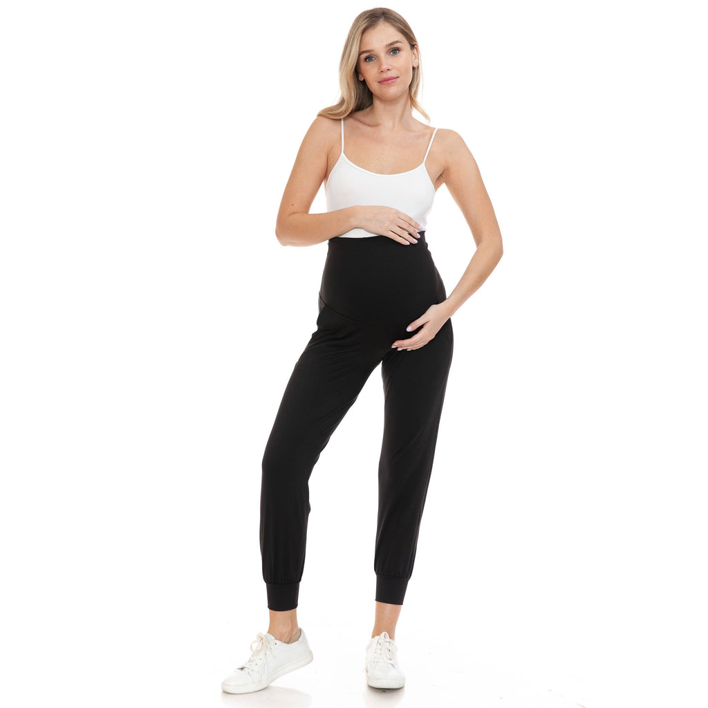 Black Buttery Soft Full Length Maternity Comfort Joggers