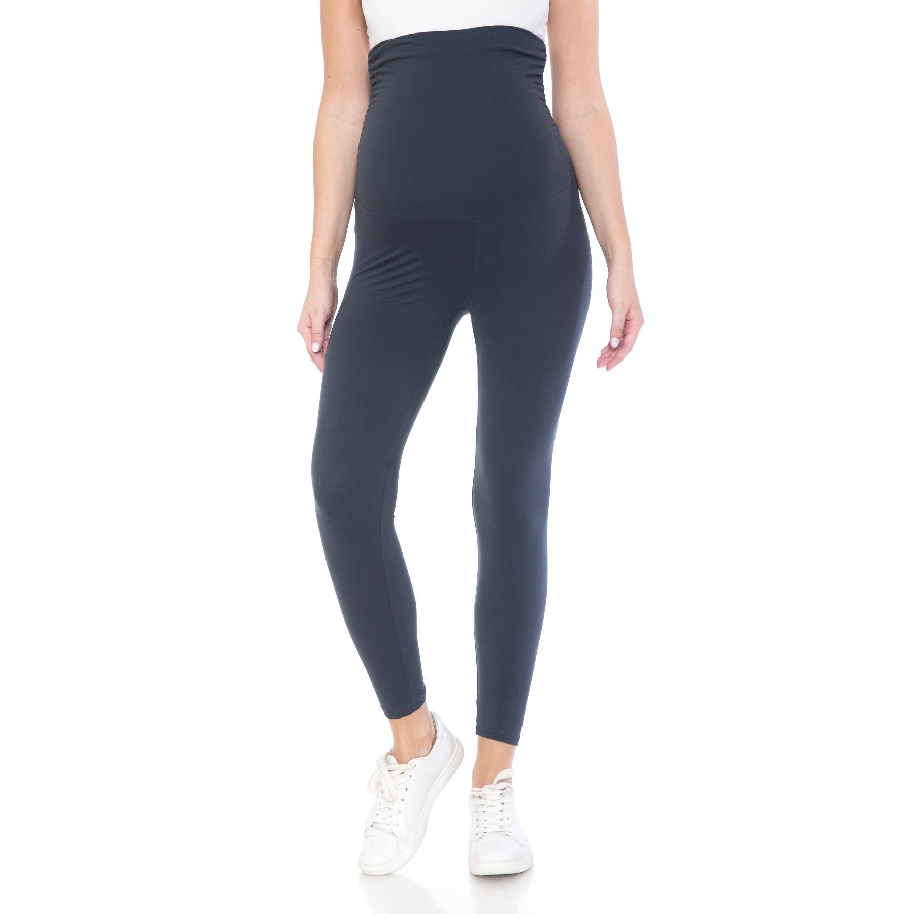 Burgundy Buttery Soft Full Length Ruched Maternity Leggings