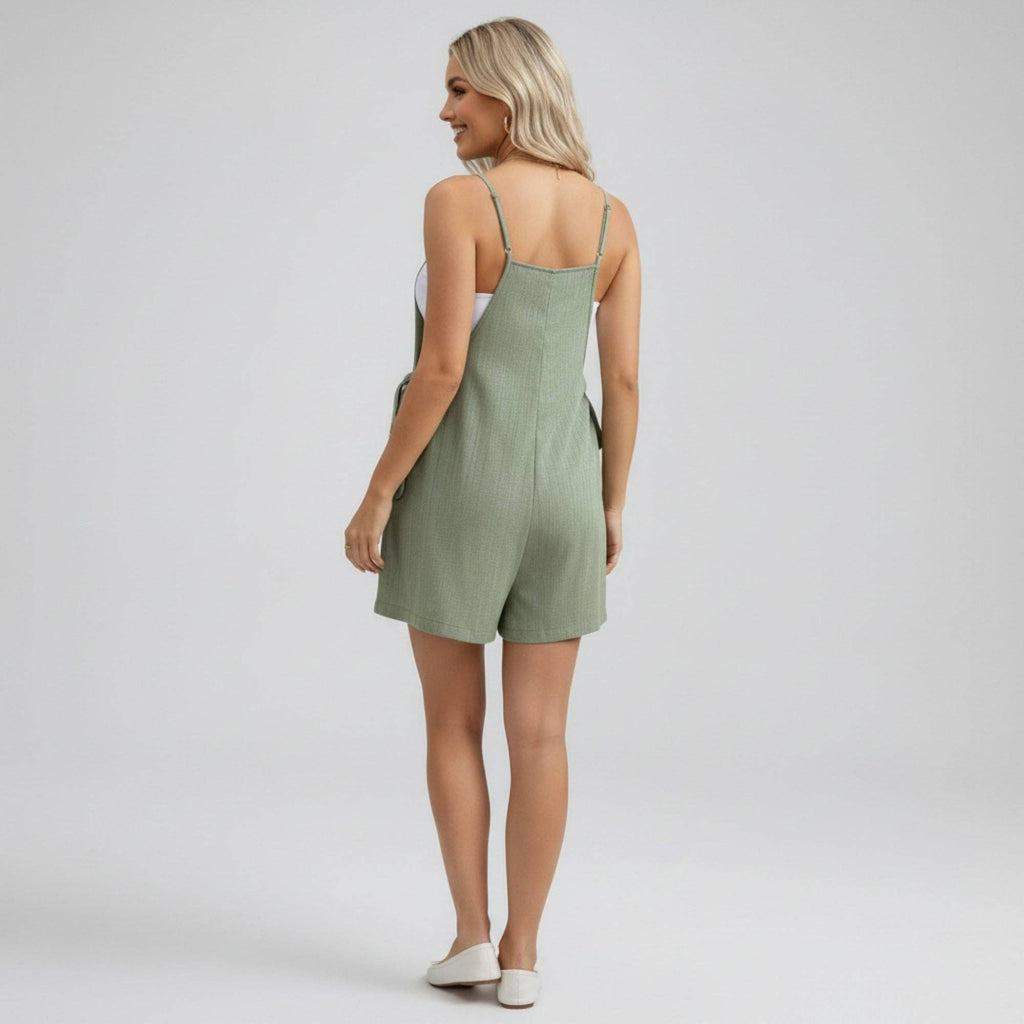 Sage Side Tie Romper with Adjustable Straps