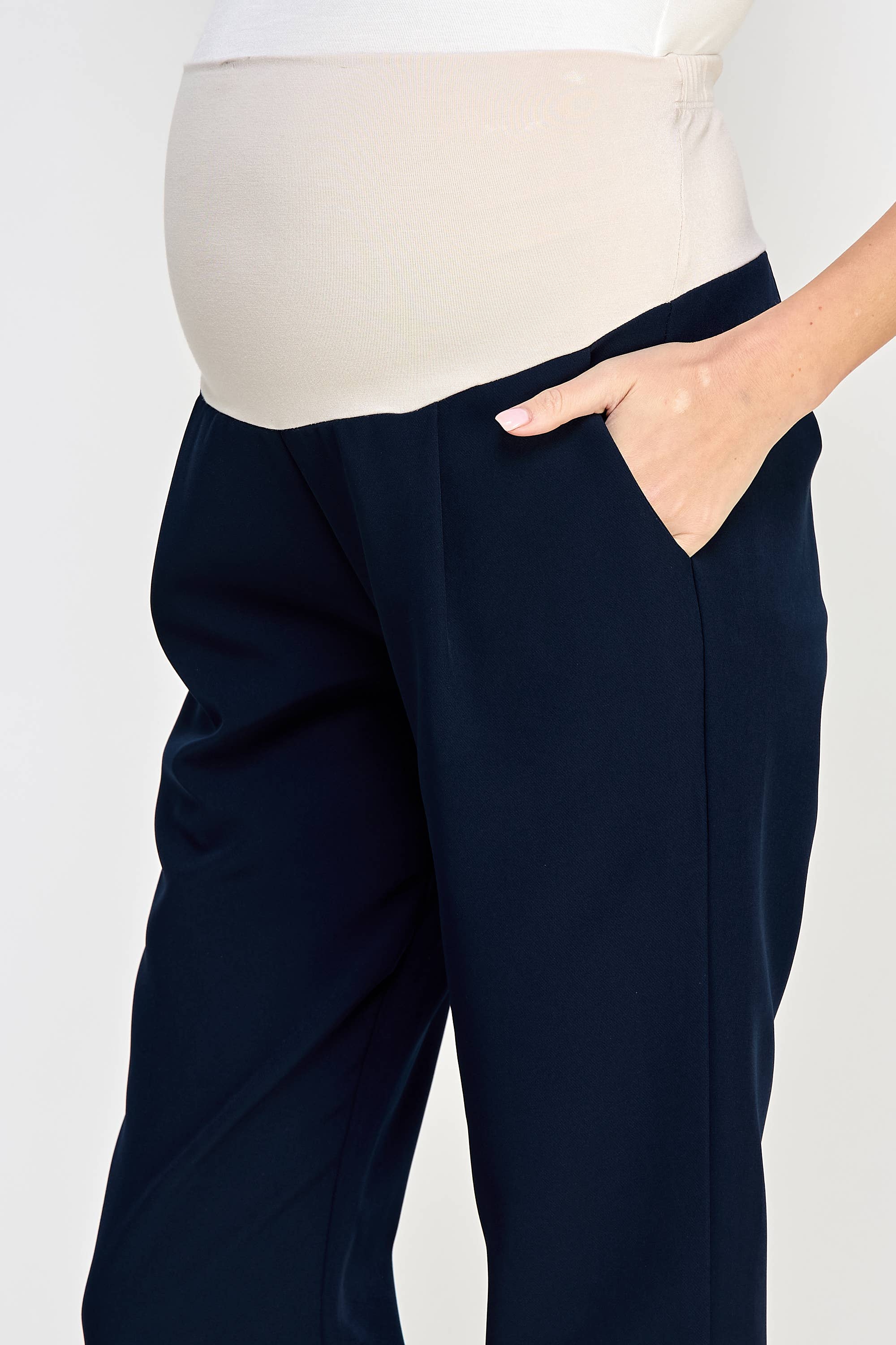 Tapered Maternity Full Panel Ankle Pants Black