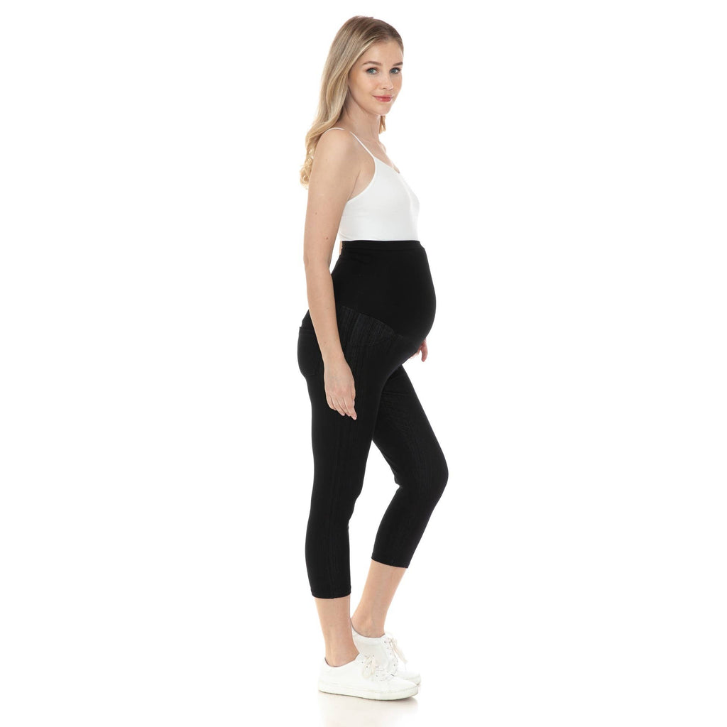 Navy Elastic Waist Band  Maternity 7/8 Jeggings