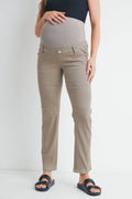 Khaki Straight Leg Maternity Over the Belly Pants