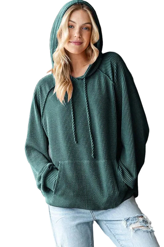 Hunter Green Urban Ribbed Hoodie