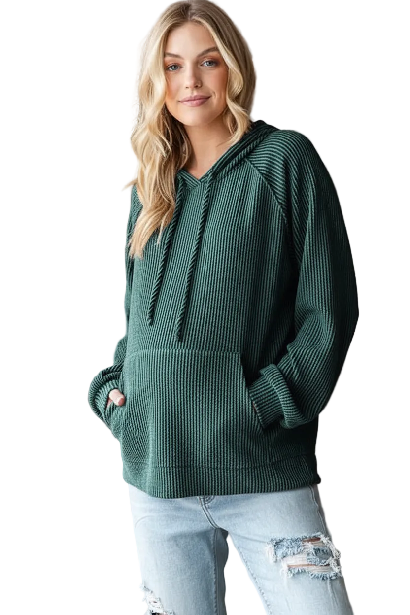 Hunter Green Urban Ribbed Hoodie