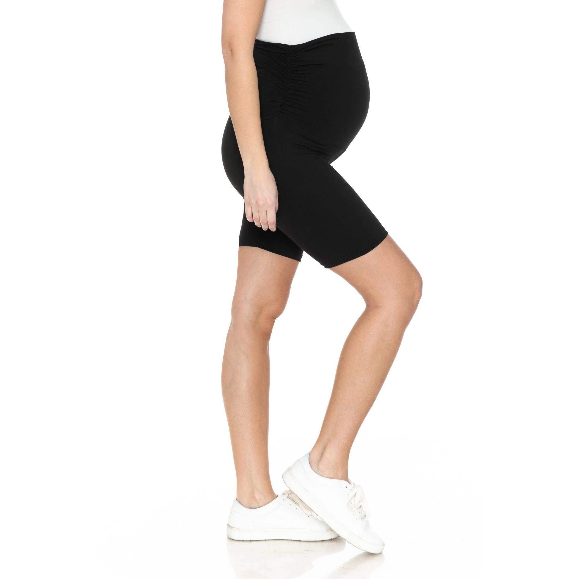 Black Buttery Soft Ruched Maternity Shorts