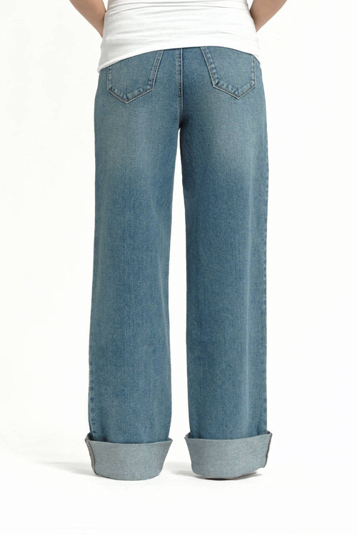1822 DENIM Roll Cuff Wide Leg Jean w Tall Bellyband in Willa