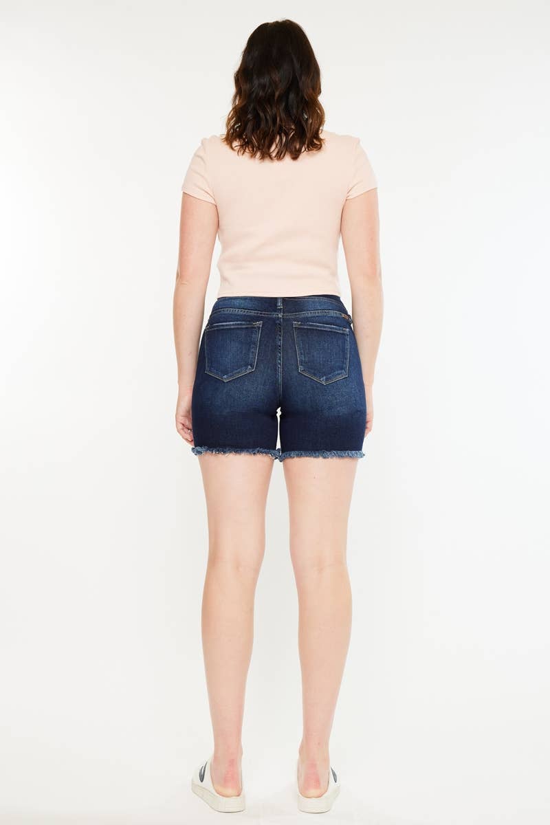 Kan Can Dark Denim Destroyed Shorts