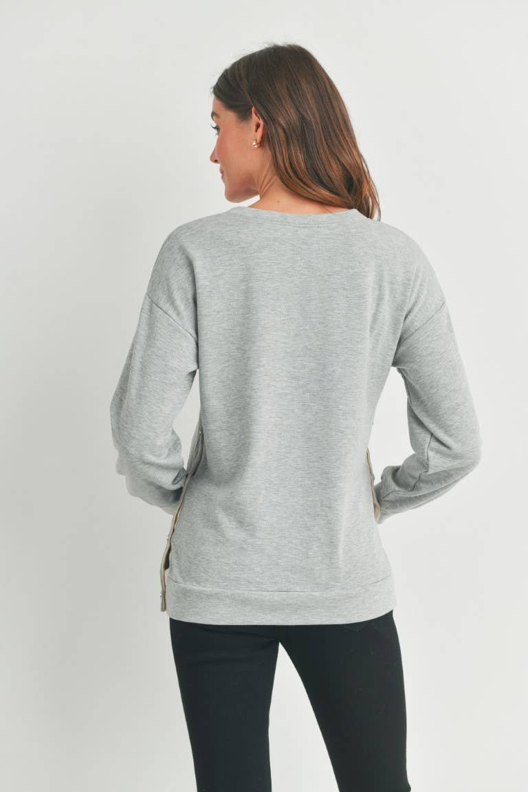 Heather Grey Mama Crewneck Nursing Maternity Gray Pullover Sweatshirt