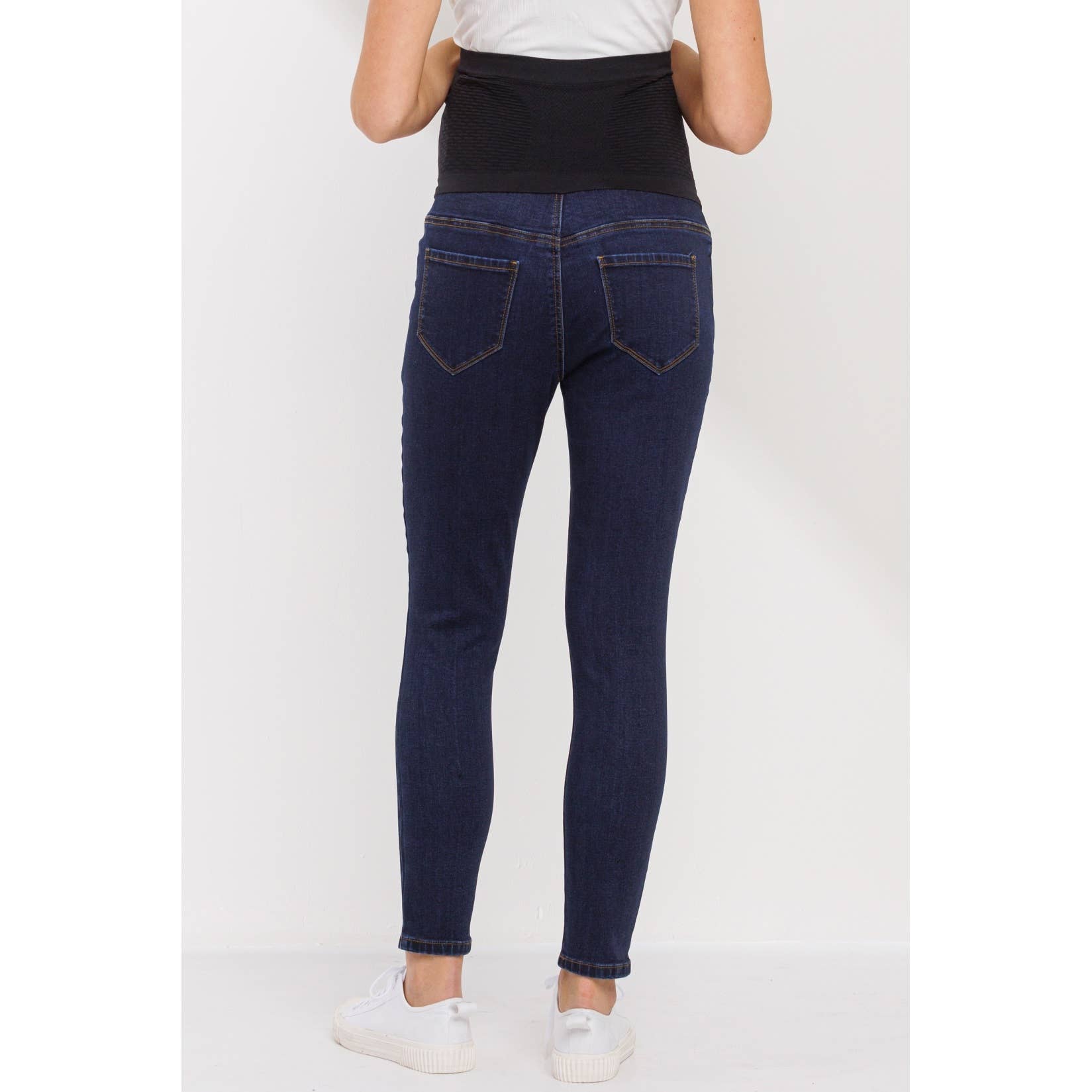 Dark Navy Stretch Maternity Skinny Jeans With Full Panel