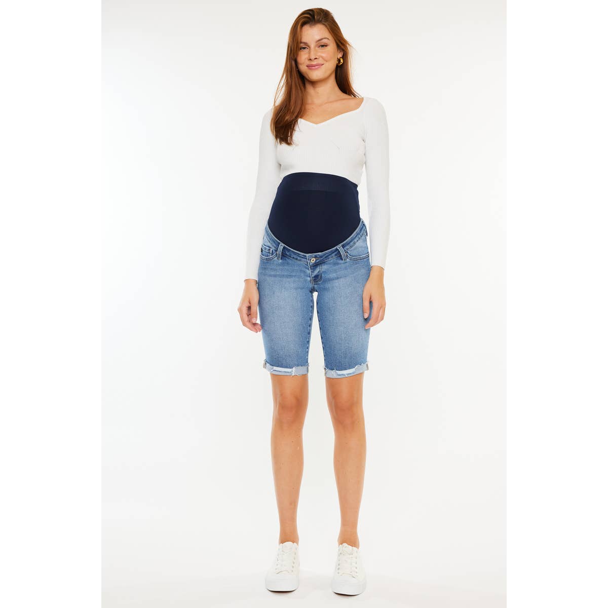 Kan Can Medium Wash Bermuda Denim Shorts