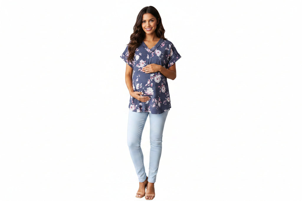 Ribbed Floral Top