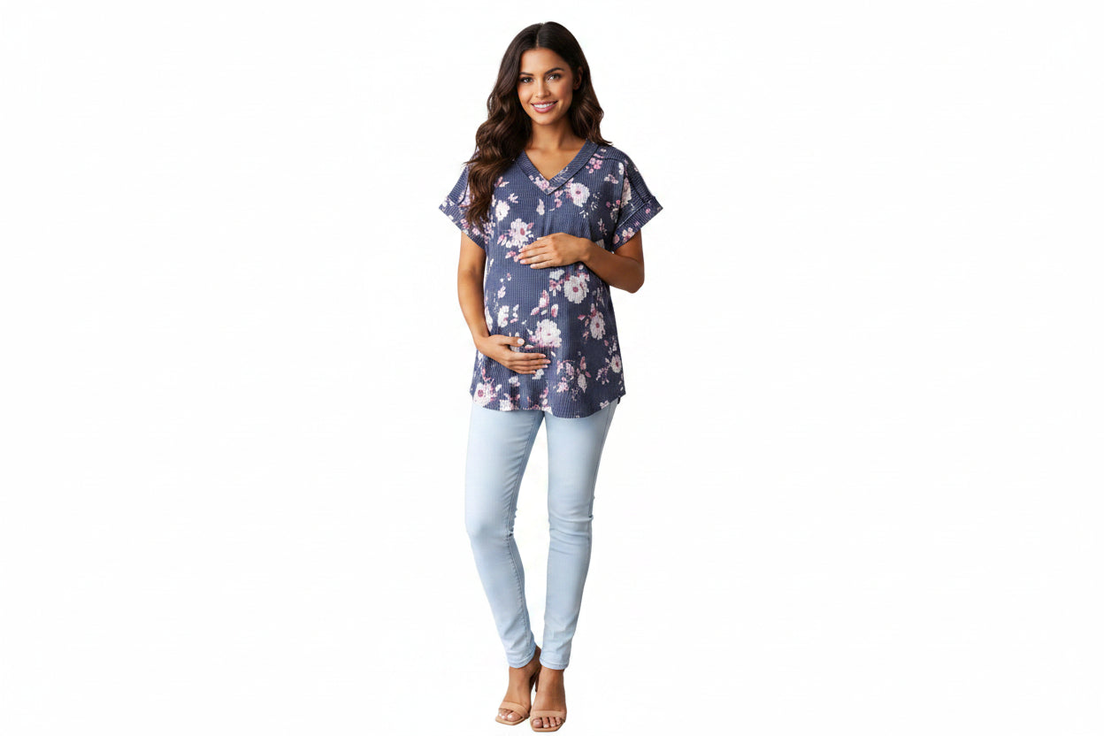 Ribbed Floral Top