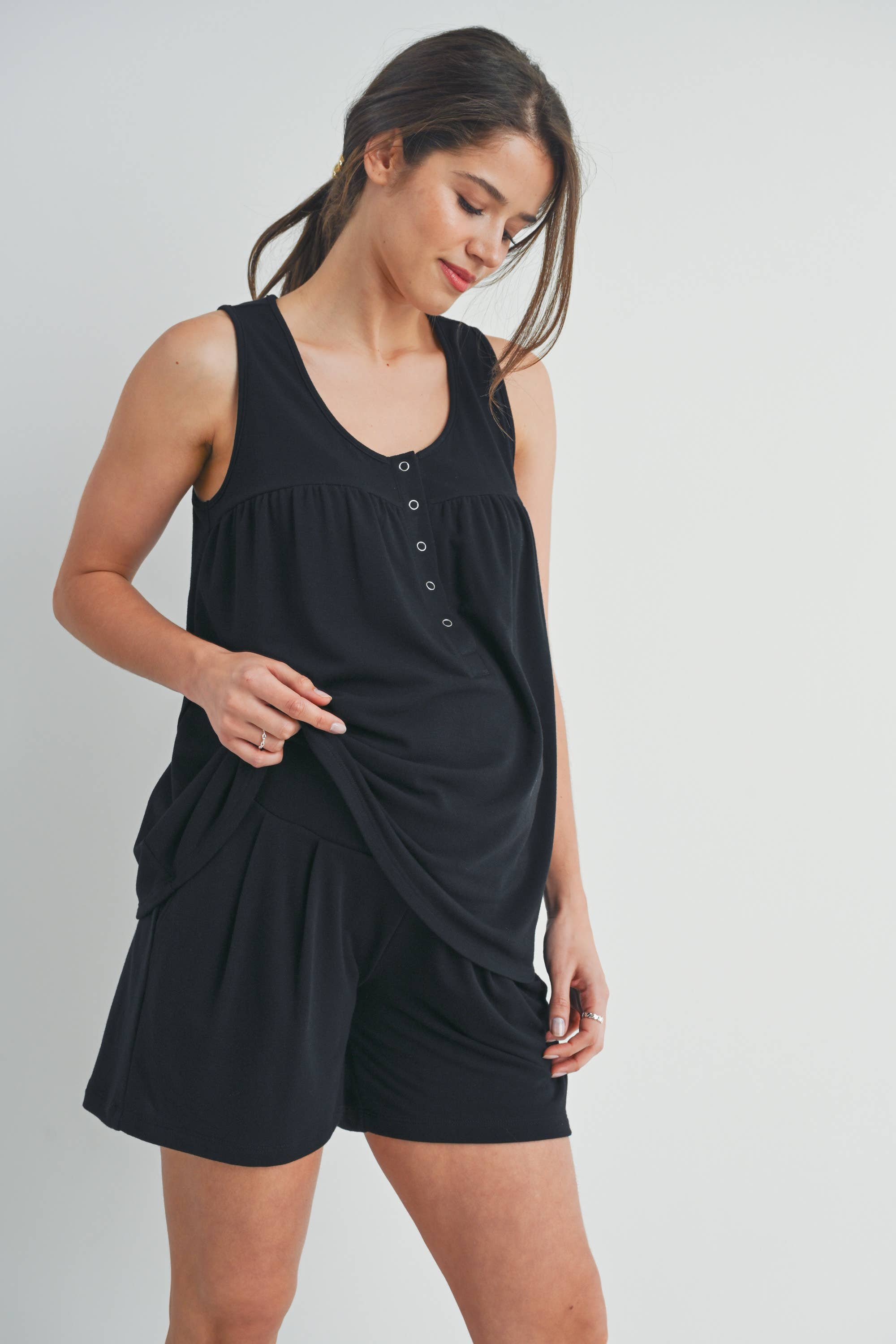 Black French Terry Lounge Short