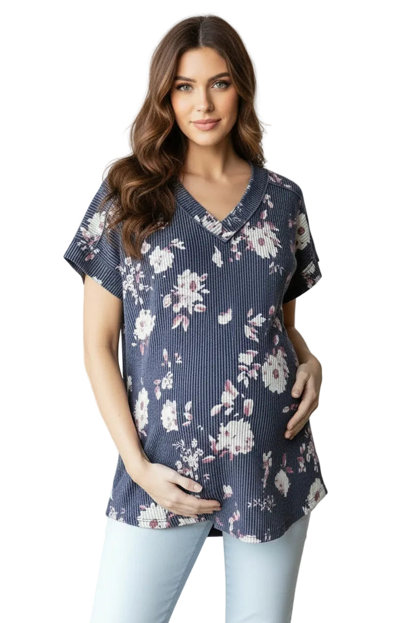 Ribbed Floral Top