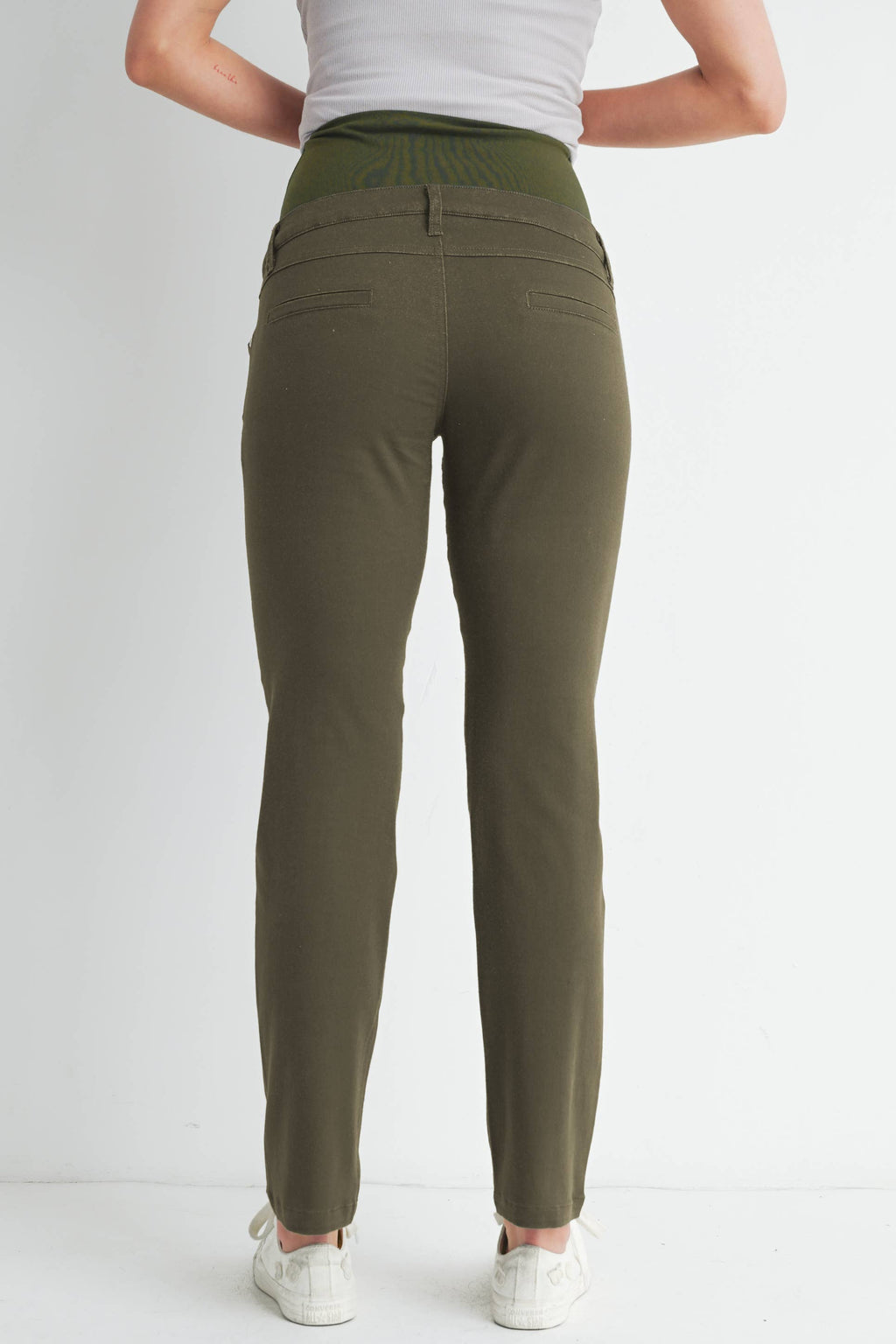 Olive Straight Leg Maternity Over the Belly Pants