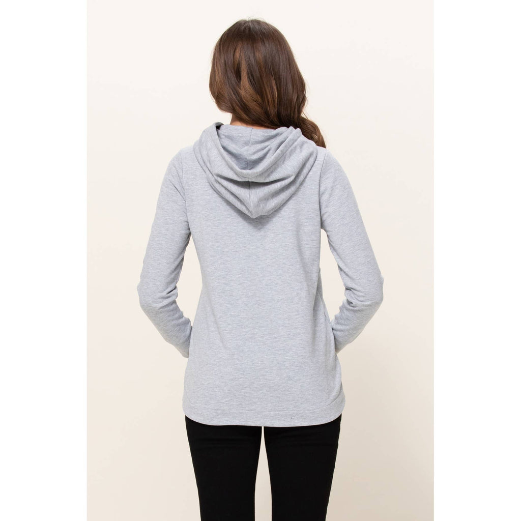 Heather Grey French Terry Half-Zip Maternity Nursing Hoodie
