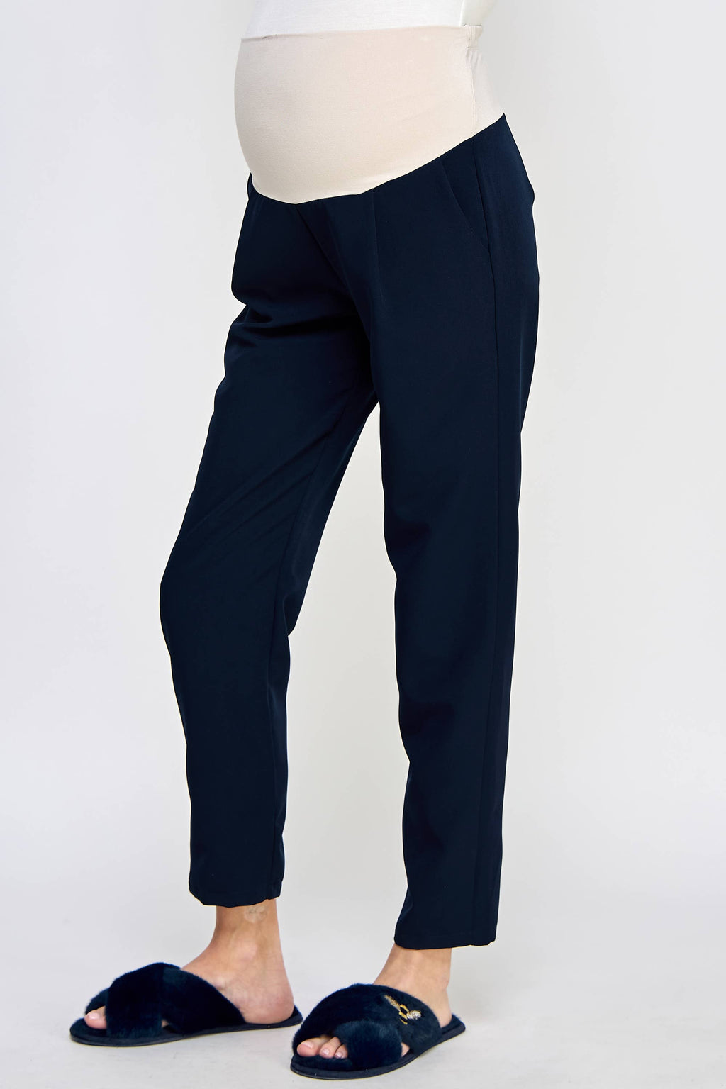 Tapered Maternity Full Panel Ankle Pants Black