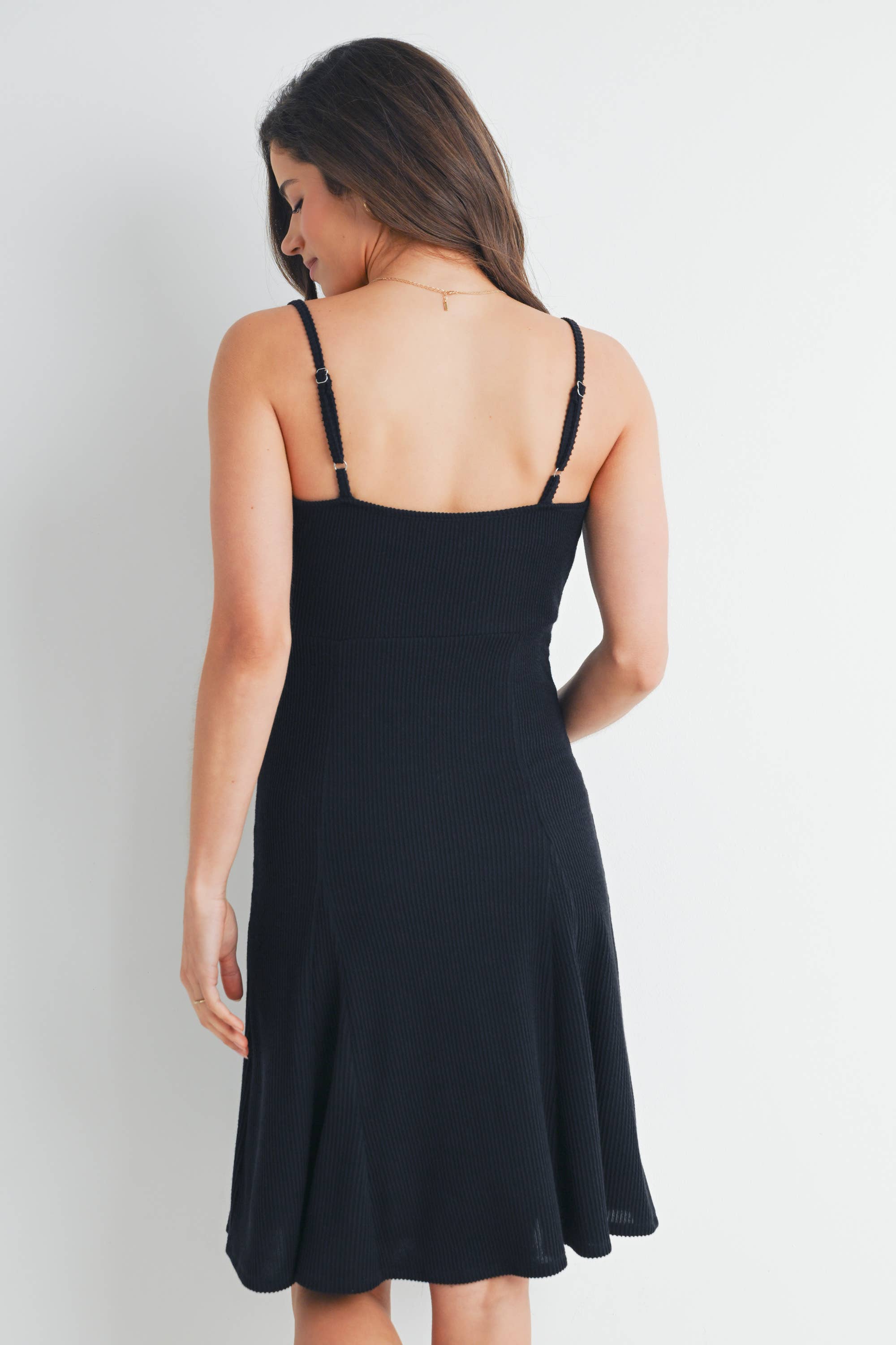 Black Ribbed Sleeveless Maternity Skater Dress