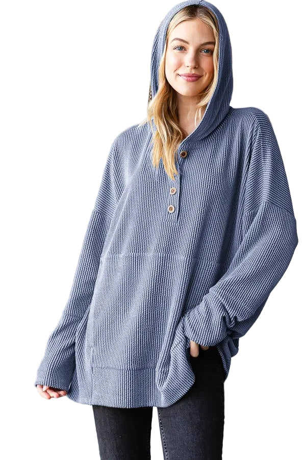 Urban Ribbed Hoodie with Buttons *Breastfeeding Friendly*