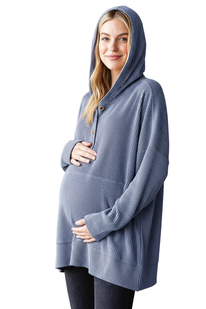Urban Ribbed Hoodie with Buttons *Breastfeeding Friendly*