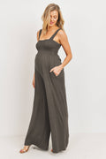 Cocoa Sleeveless Smocked Maternity Wide Leg Jumpsuit