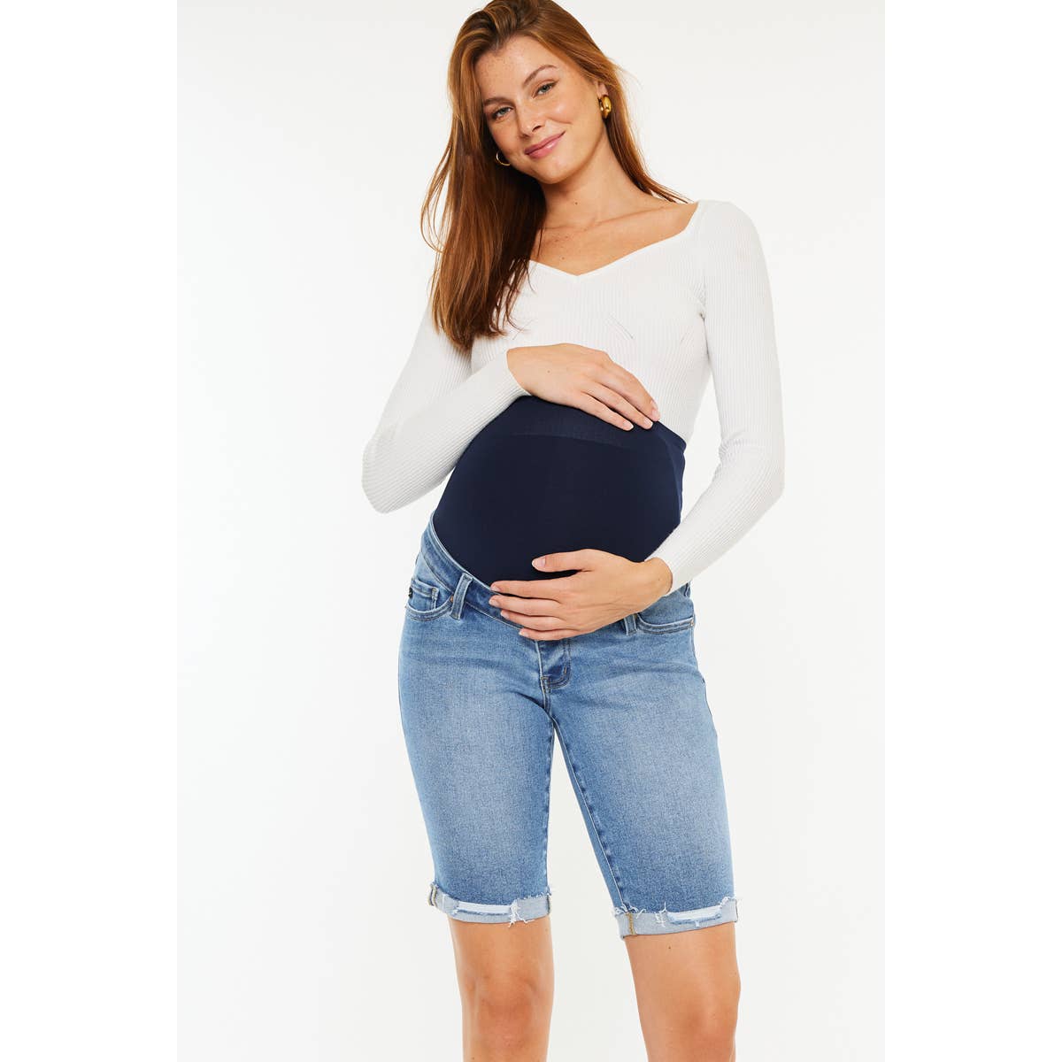 Kan Can Medium Wash Bermuda Denim Shorts
