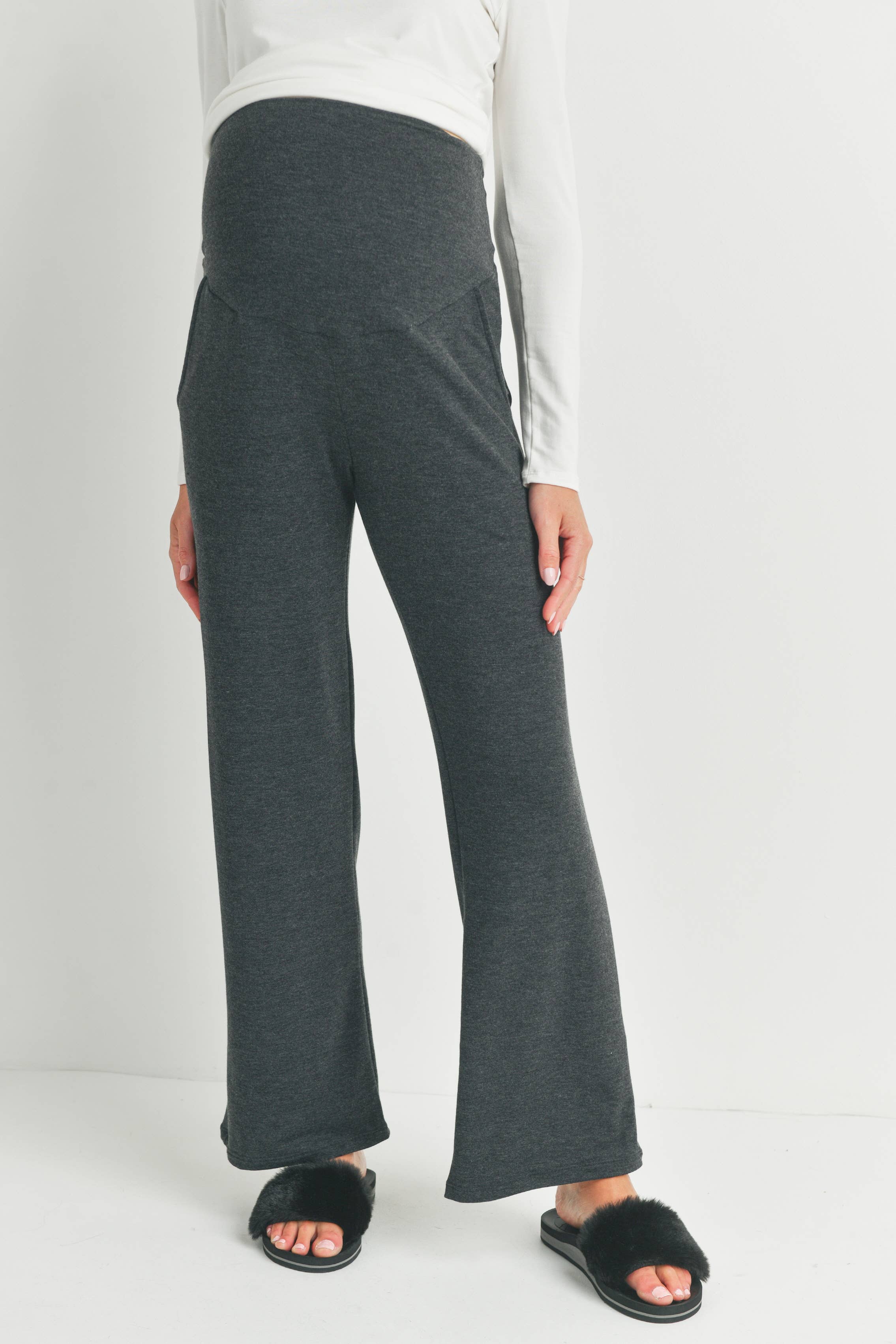 Straight Leg Terry Lounge Pants in Charcoal