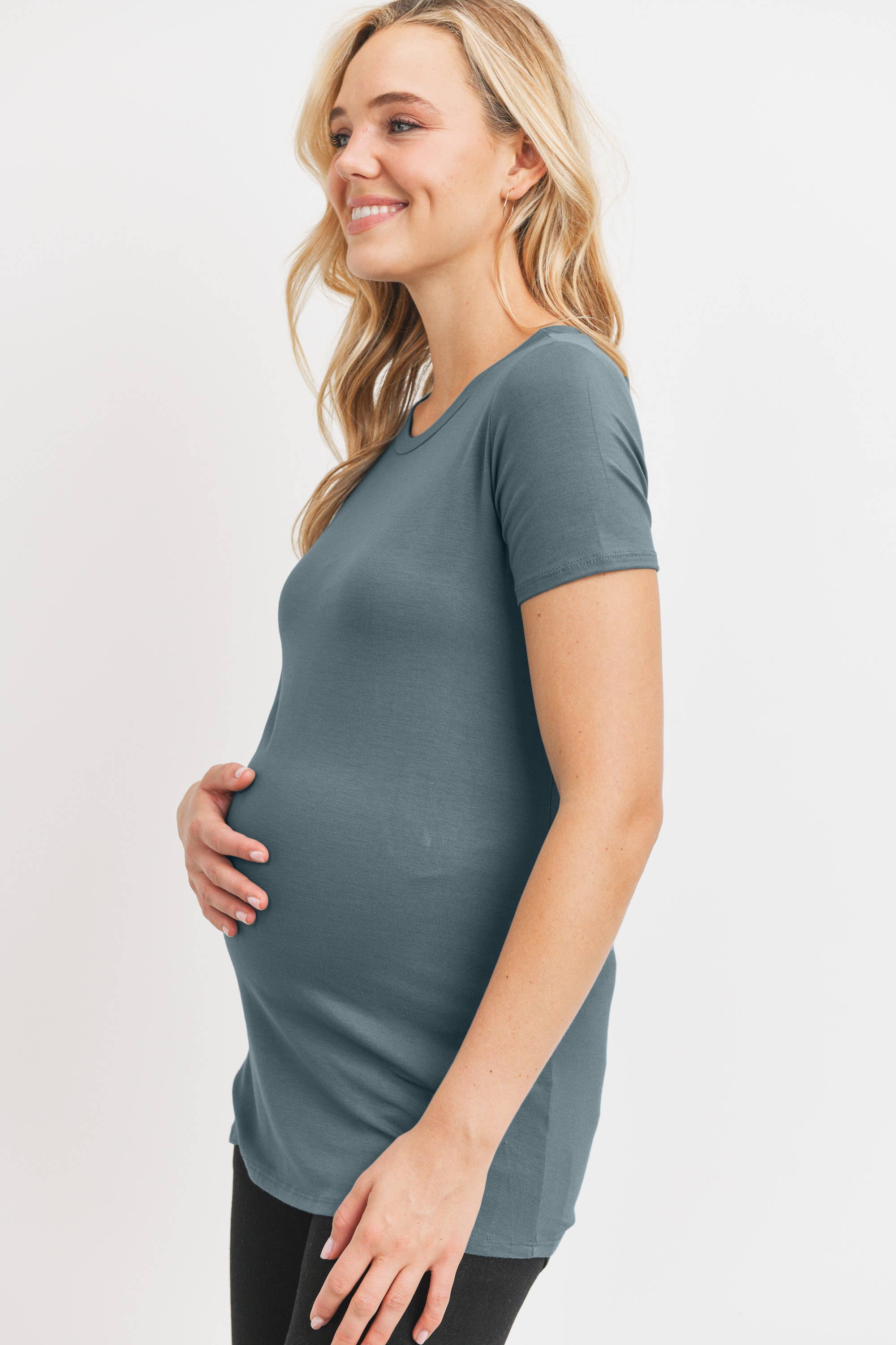 Sea Blue Basic Crew Neck T-Shirt