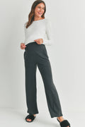 Straight Leg Terry Lounge Pants in Charcoal