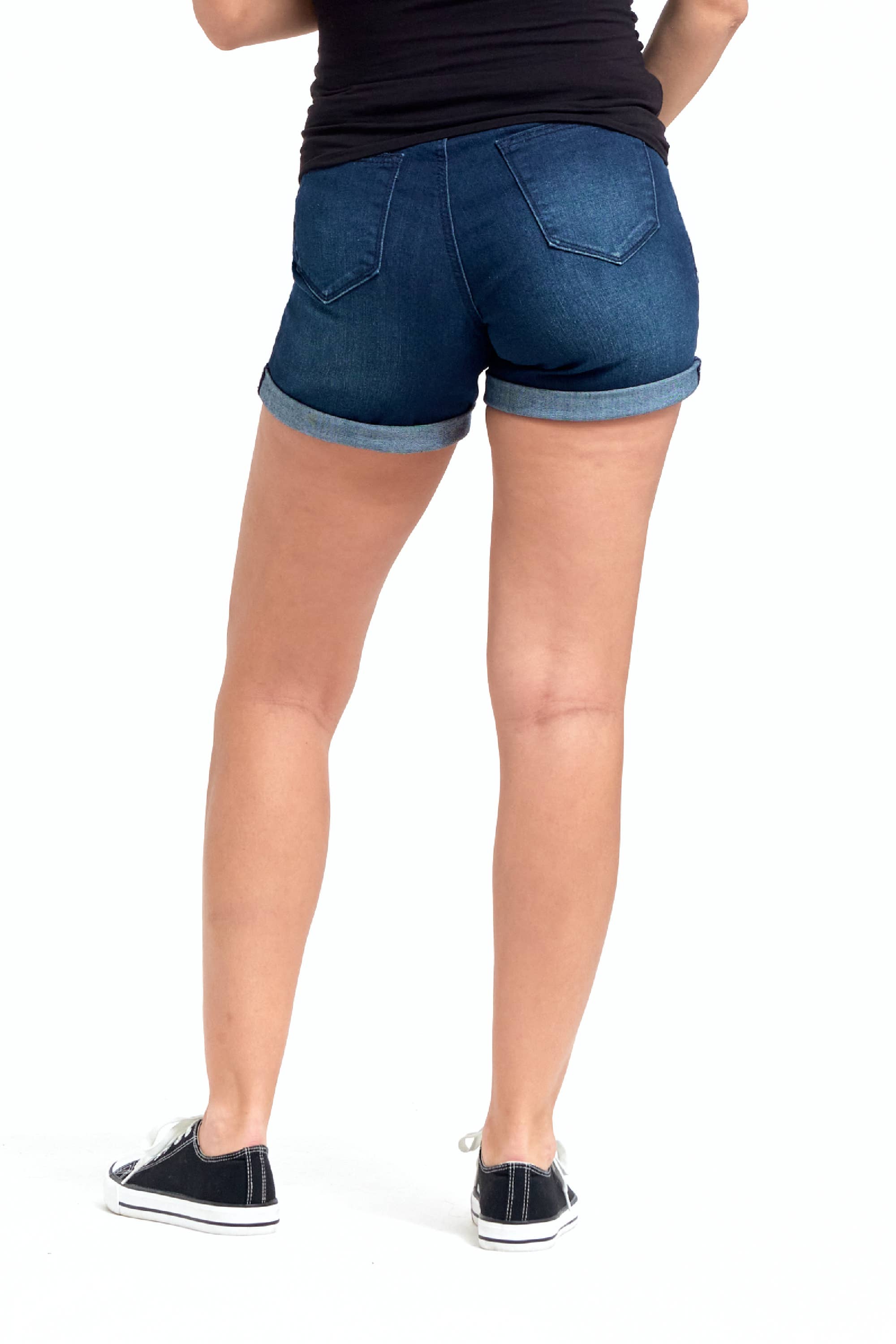 1822 DENIM Maternity Roll Cuff Jean Shorts  with Tall Bellyband