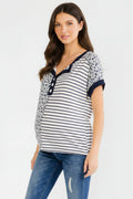 Mixed Print Contrast Top