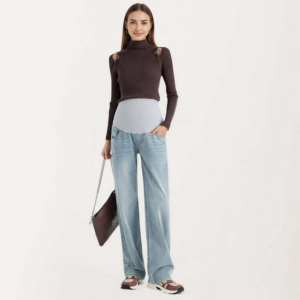 Wide Leg Maternity Jean with Adjustable Elastic