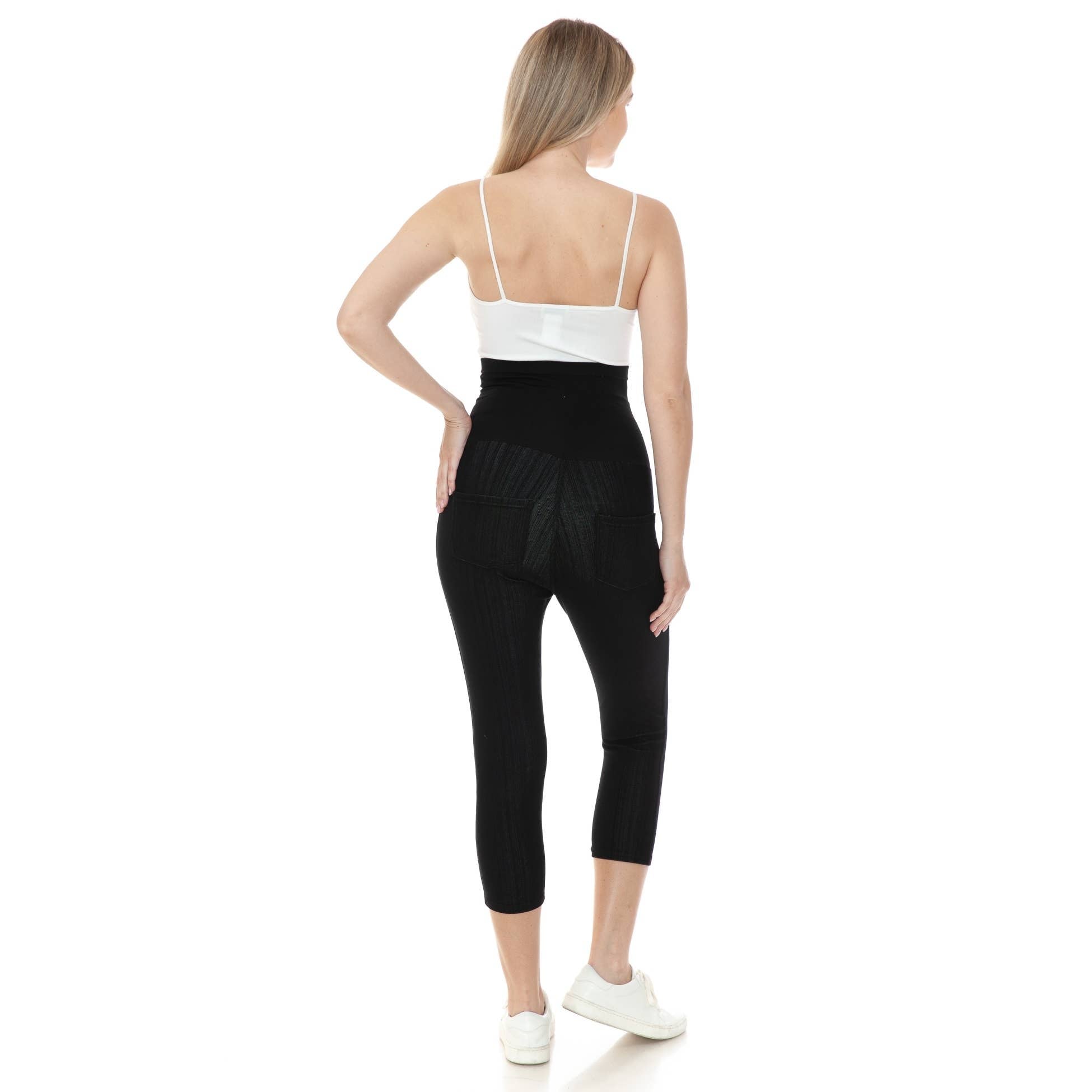 Navy Elastic Waist Band  Maternity 7/8 Jeggings