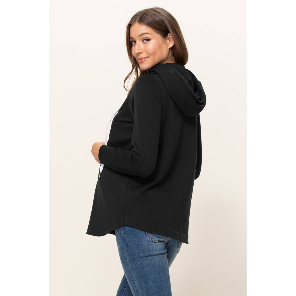 Hunter Green French Terry Half-Zip Maternity Nursing Hoodie