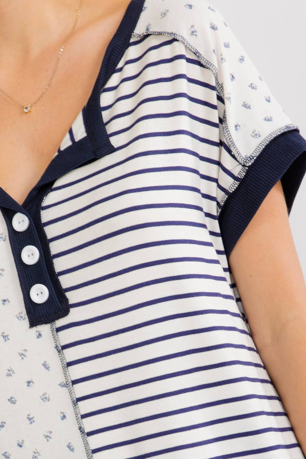 Mixed Print Contrast Top