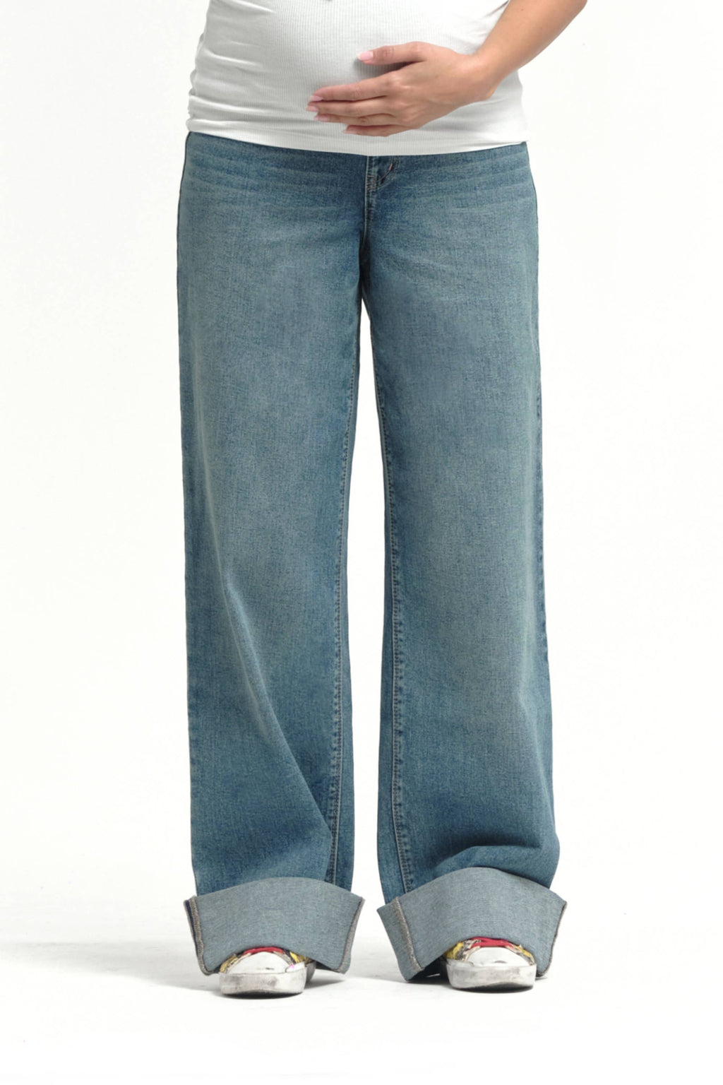 1822 DENIM Roll Cuff Wide Leg Jean w Tall Bellyband in Willa