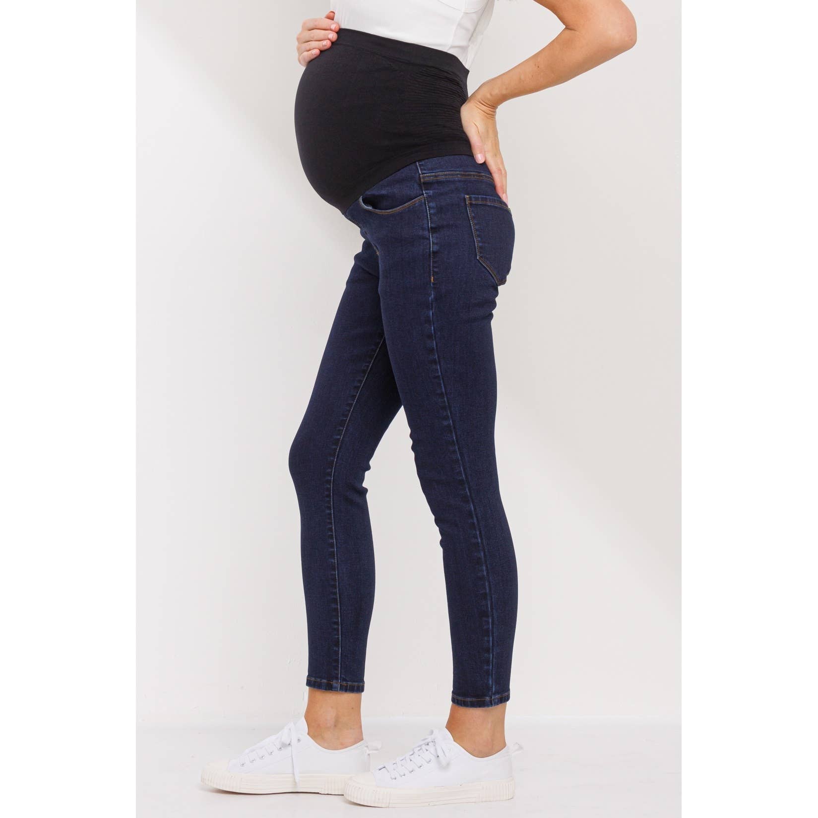Dark Navy Stretch Maternity Skinny Jeans With Full Panel