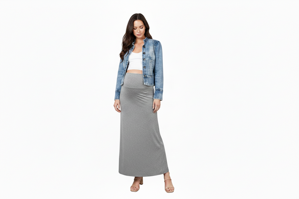 Heather Charcoal Maxi Skirt
