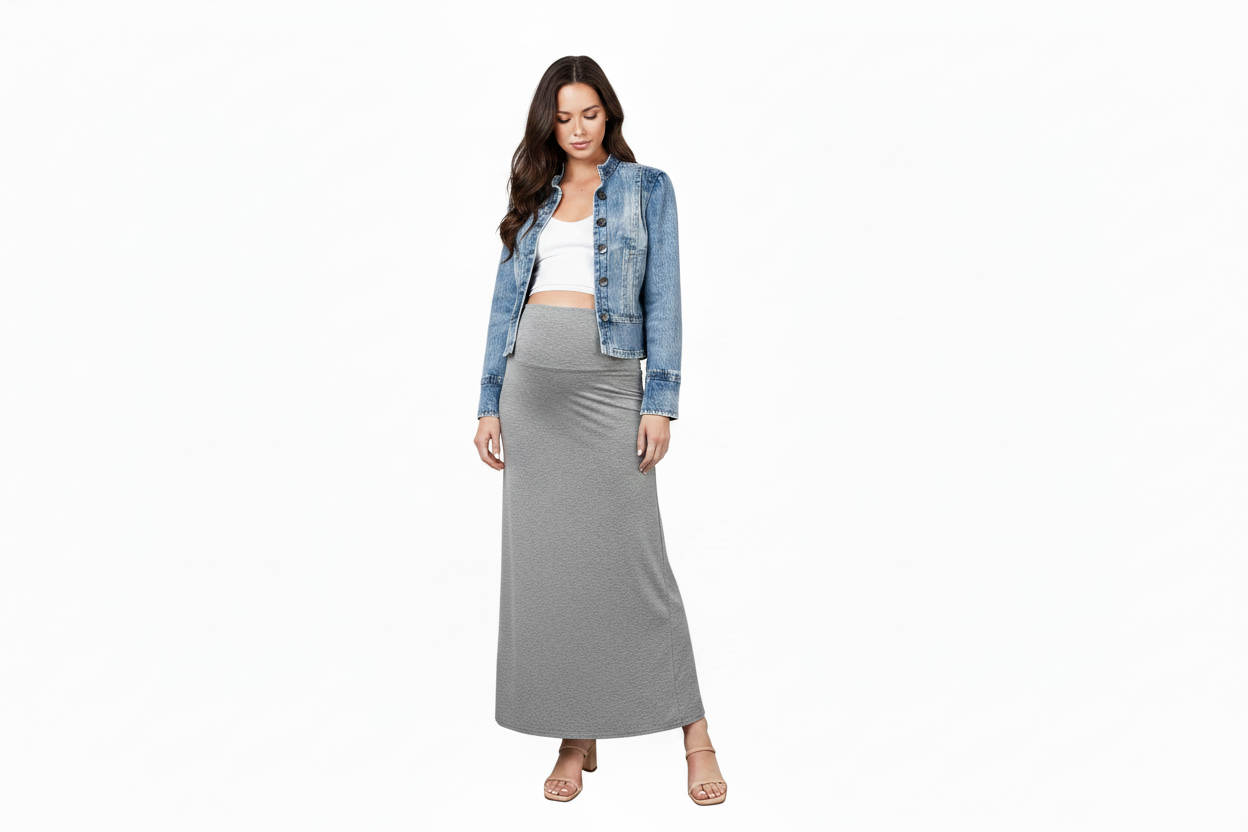 Heather Charcoal Maxi Skirt