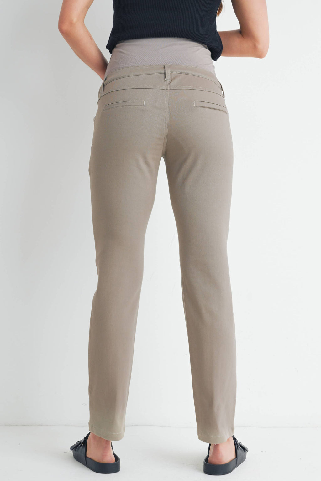 Khaki Straight Leg Maternity Over the Belly Pants
