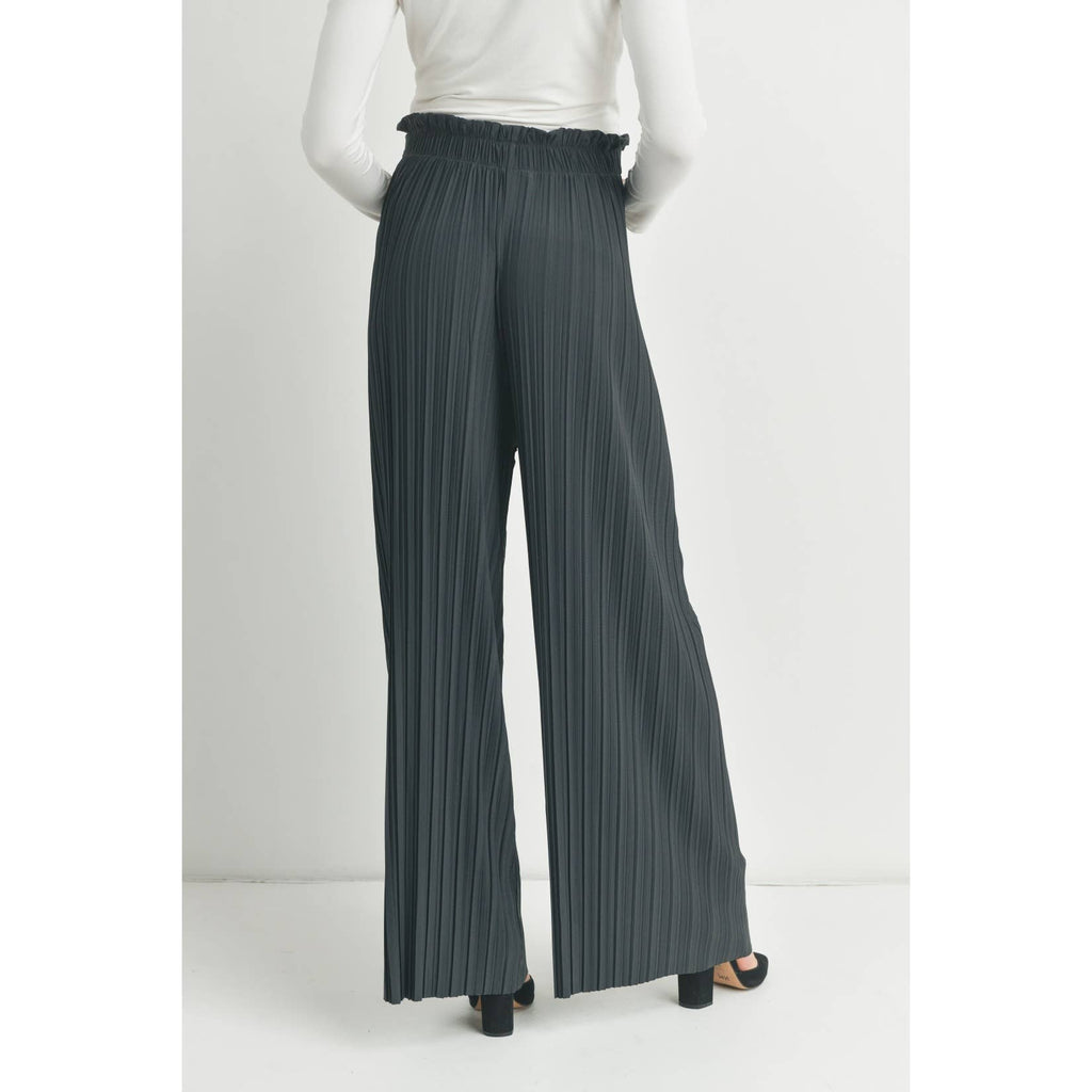 Grey Pleated Maternity Wide Leg Pants with Belt Tie