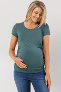 Sea Blue Ruched Short Sleeve Maternity Tee