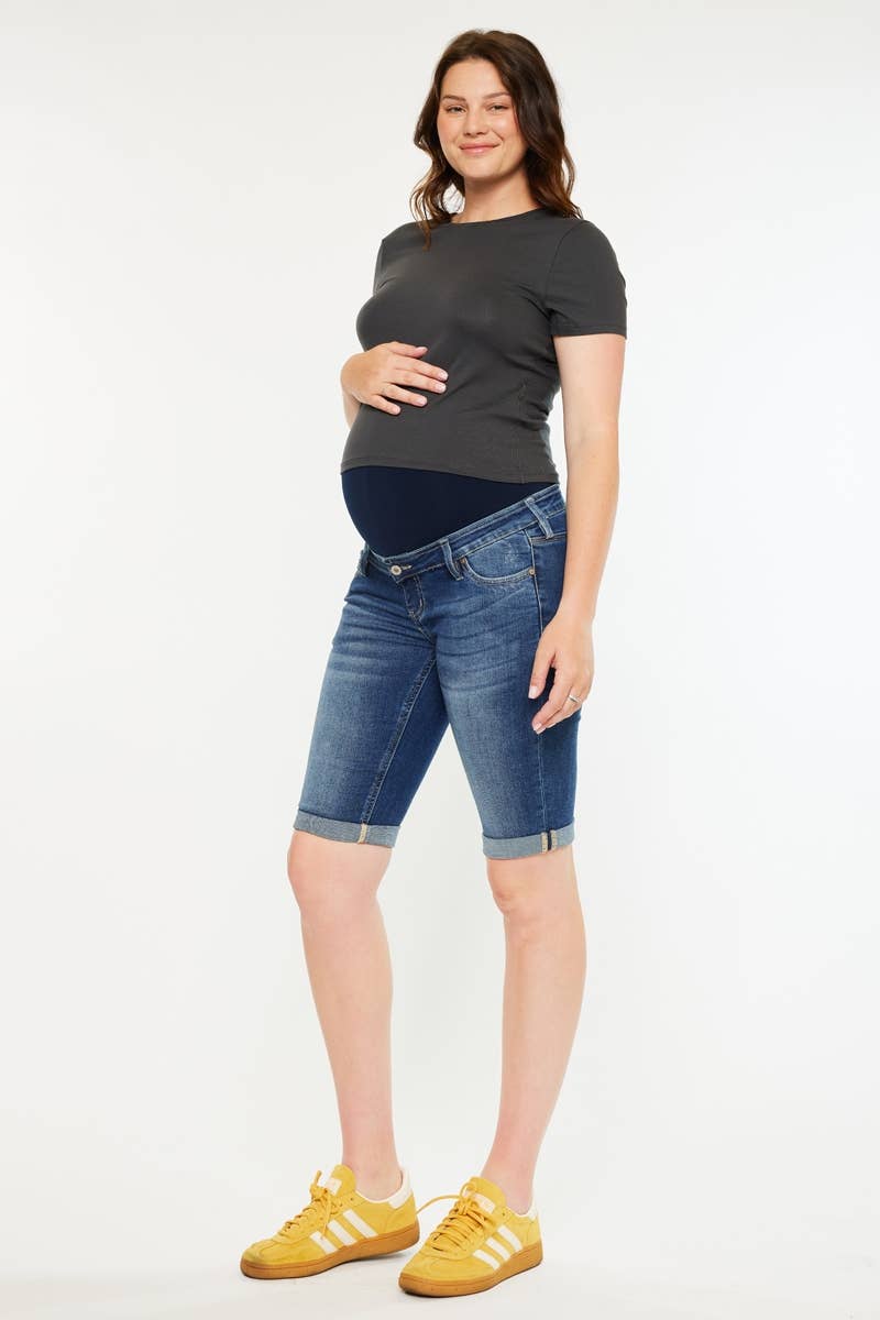 Kan Can Dark Wash Bermuda Denim Shorts