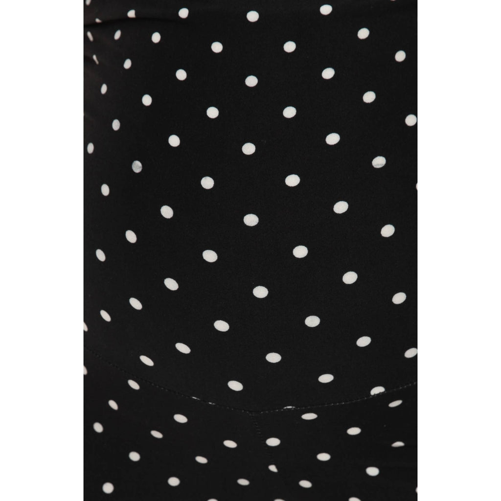 Black Polka Dot Buttery Soft Full Length Ruched Maternity Leggings