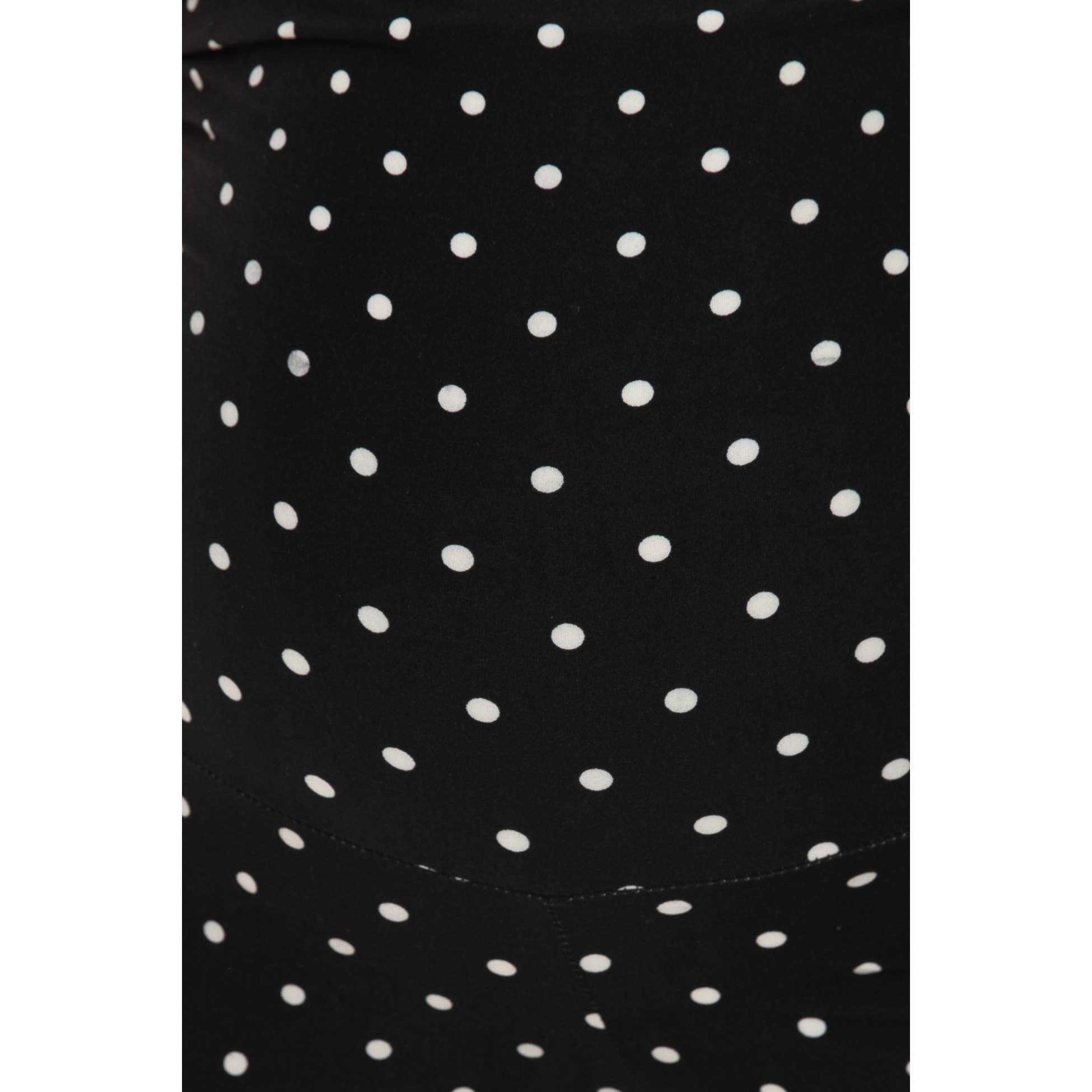 Black Polka Dot Buttery Soft Full Length Ruched Maternity Leggings