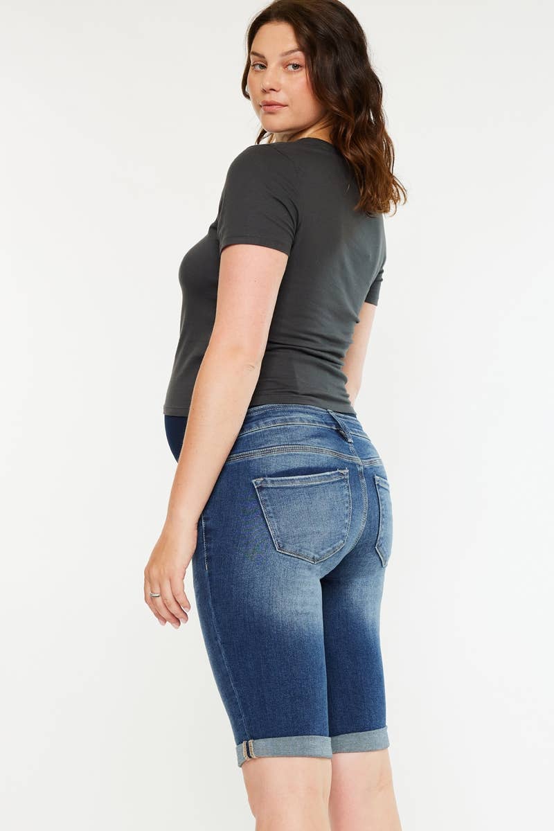 Kan Can Dark Wash Bermuda Denim Shorts