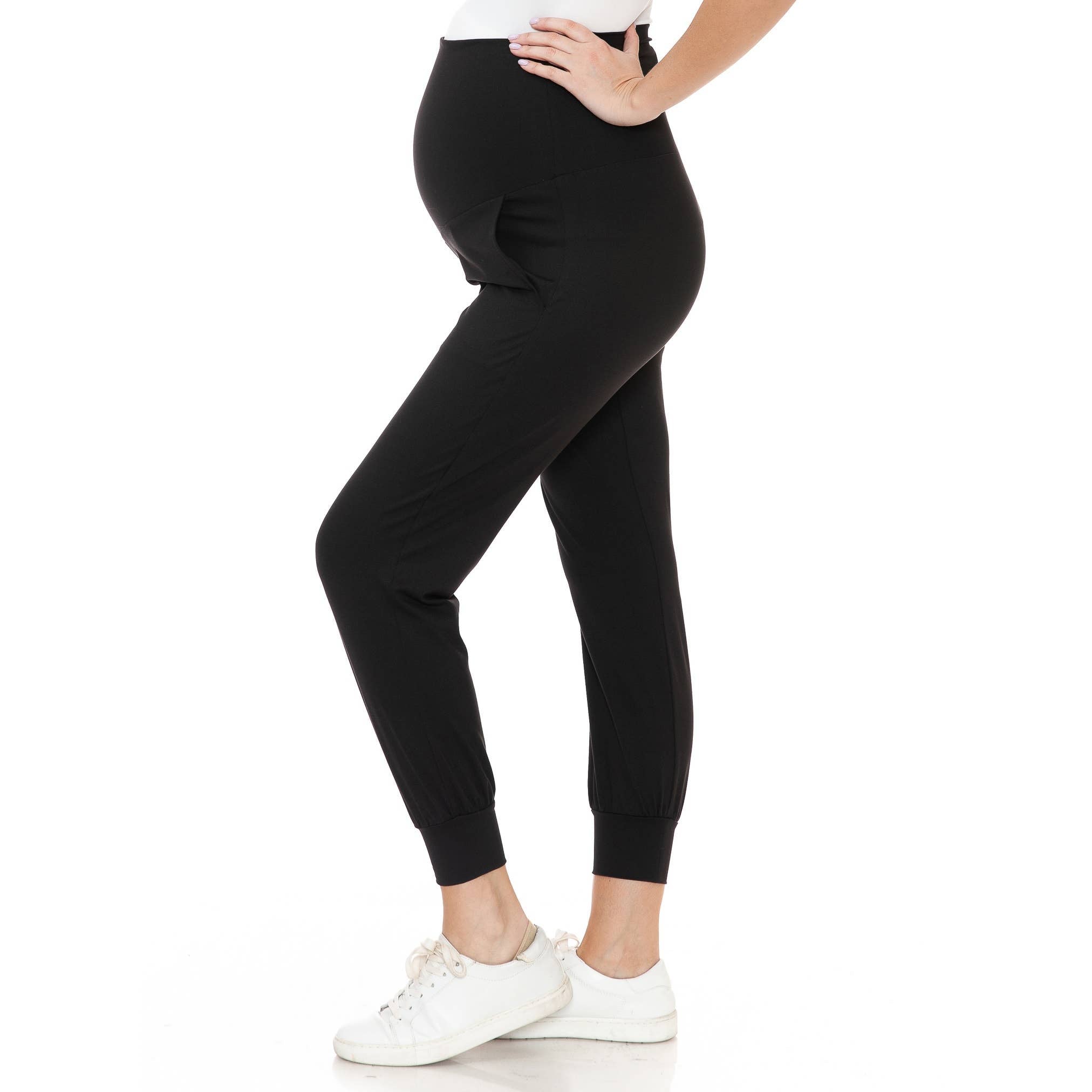 Black Buttery Soft Full Length Maternity Comfort Joggers