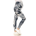 White/Black Floral Buttery Soft Full Length Ruched Maternity Leggings