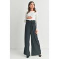 Grey Pleated Maternity Wide Leg Pants with Belt Tie